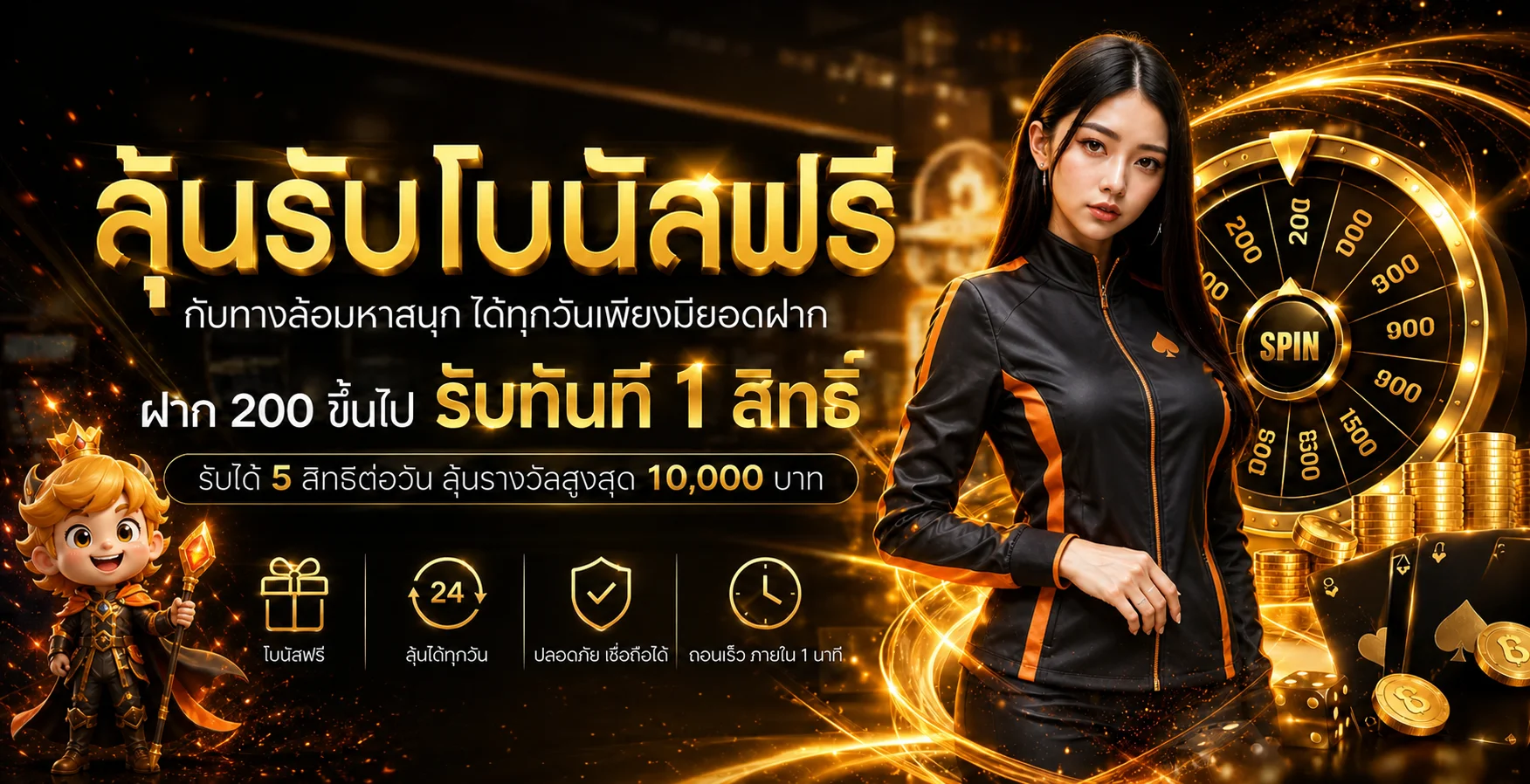 แบนเนอร์โบนัส TREXTREX689 พร้อมวงล้อและมาสคอตแฟนตาซี
